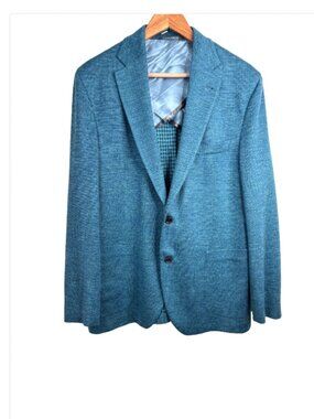Jack Victor Loro Piana Summertime Hartford Blazer 44R Blue Wool Silk Linen Suit